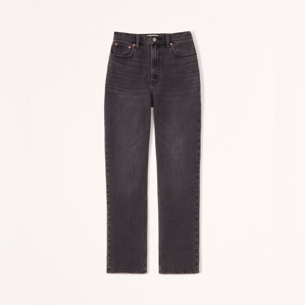 Abercrombie The 90s Straight Ultra High Rise Black Jeans